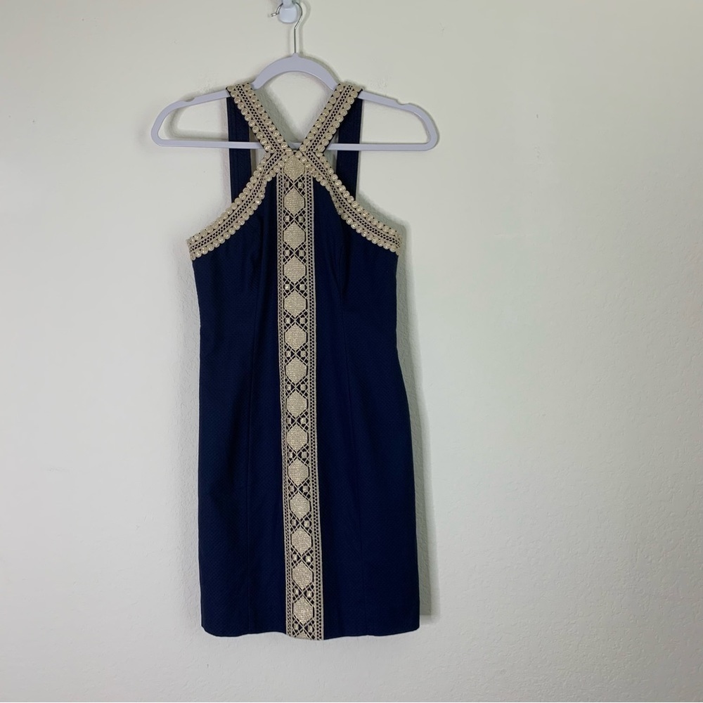 Lilly Pulitzer Womens Vena stretch shift dress true Navy 00